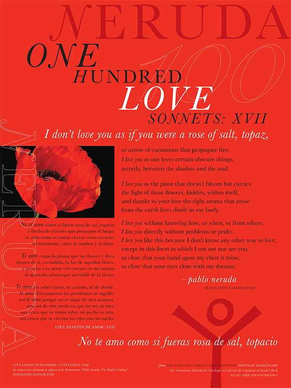Neruda Love Sonnet Poster